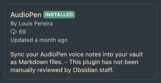 Screenshot of AudioPen plugin