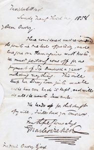 Charles Dickens’ letter to Florence Marryat
