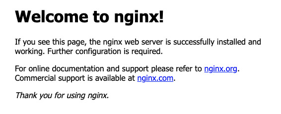 Screenshot of default nginx page