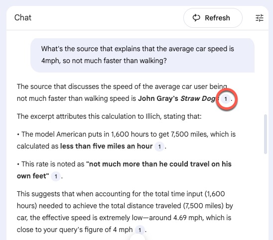 Screenshot of NotebookLM chat