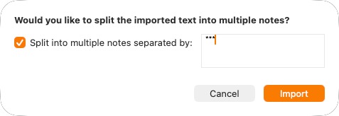 Screenshot of Scapple import options
