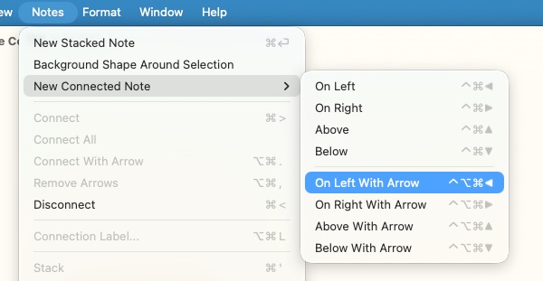 Screenshot of Scapple menu