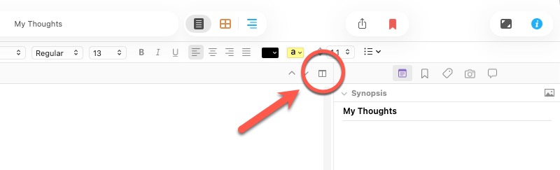 Screenshot of Scrivener