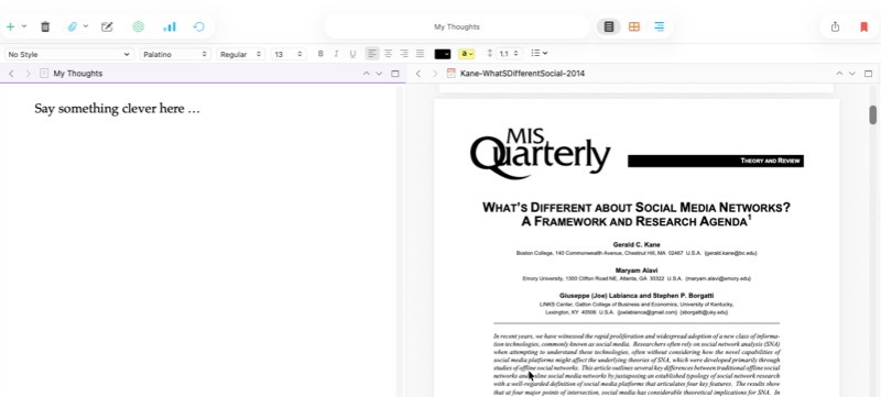 Screenshot of Scrivener