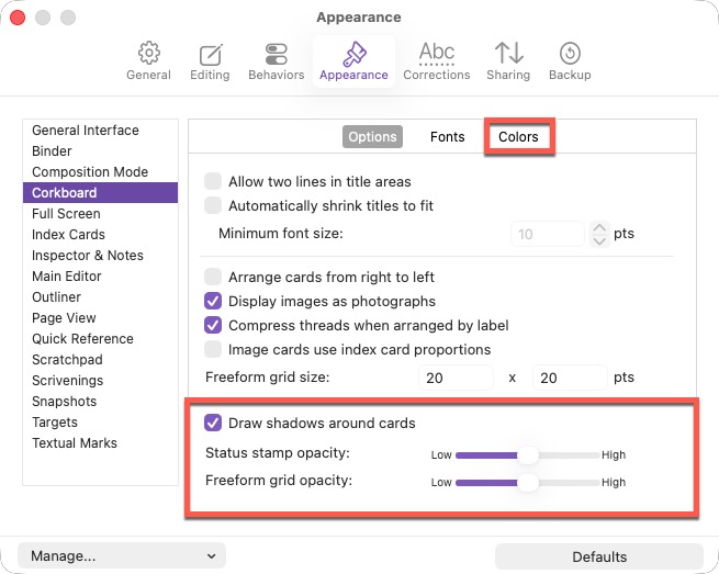 Screenshot of Scrivener