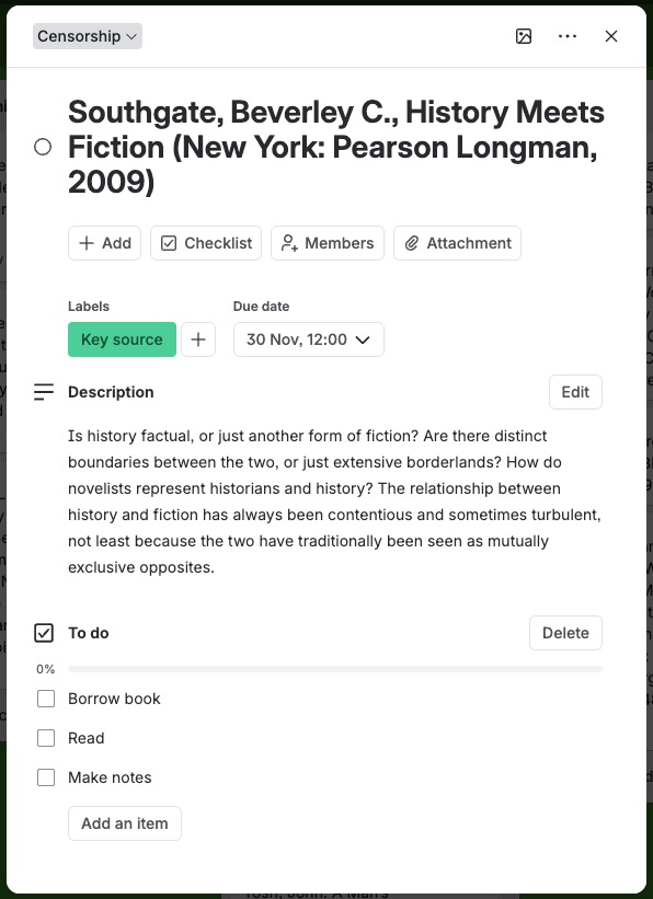 Screenshot of Trello card