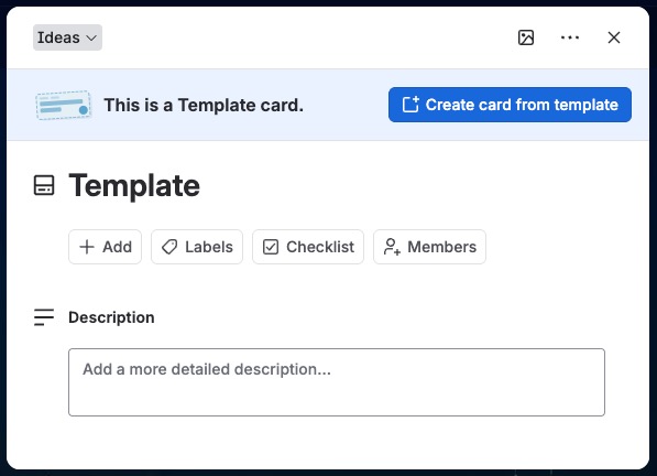 Screenshot of Trello template card