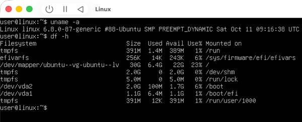 Screenshot of prompt on virtual machine