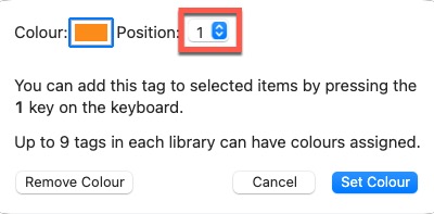 Screenshot of Zotero tag numbering