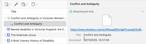 Screenshot of linked Dropbox file in Zotero