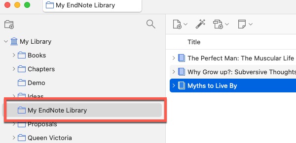 Screenshot of imported EndNote library in Zotero
