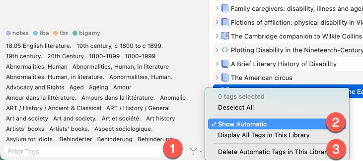Screenshot of Tag Selector in Zotero